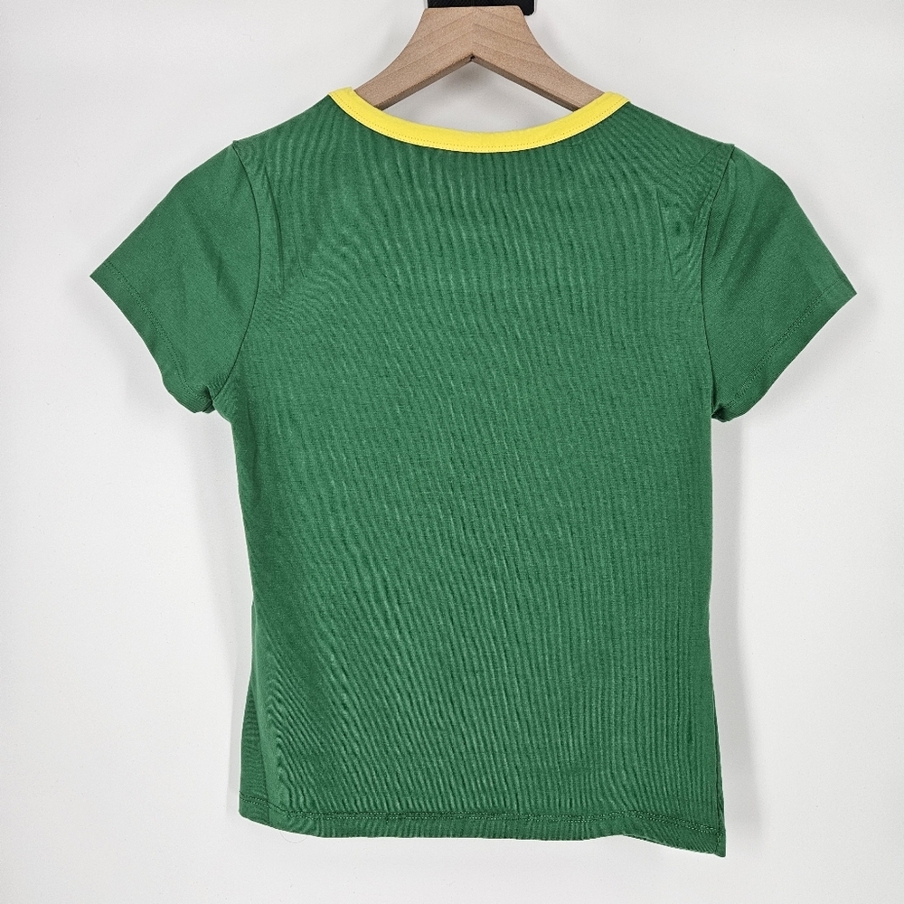 Aeropostale Green Seriously Soft Brazil Graphic Ringer Baby Tee - Picture 6 of 9